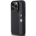BMW pouzdro Perforated Tricolor Line pro iPhone 15 Pro – černé