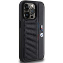 BMW pouzdro Perforated Tricolor Line pro iPhone 15 Pro – černé