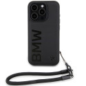 BMW kožené pouzdro Signature Leather Wordmark Cord pro iPhone 15 Pro – černé