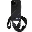 BMW M Edition pouzdro Carbon Stripe & Strap pro iPhone 15 Plus / 14 Plus – černé