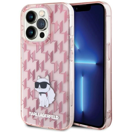 Kryt Karl Lagerfeld MONOGRAM CHOUPETTE iPhone 15 Pro Max - růžová