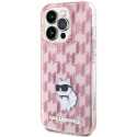 Kryt Karl Lagerfeld MONOGRAM CHOUPETTE iPhone 15 Pro Max - růžová