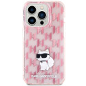 Kryt Karl Lagerfeld MONOGRAM CHOUPETTE iPhone 15 Pro Max - růžová