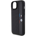 BMW Perforated Tricolor Line kryt pro iPhone 15 Plus / 14 Plus – černý