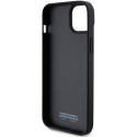 BMW Perforated Tricolor Line kryt pro iPhone 15 Plus / 14 Plus – černý