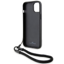 BMW kožené pouzdro Signature Leather Wordmark Cord pro iPhone 15 Plus / 14 Plus – černé