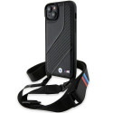 BMW pouzdro M Edition Carbon Stripe & Strap pro iPhone 15 / 14 / 13 – černé
