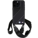 BMW pouzdro M Edition Carbon Stripe & Strap pro iPhone 15 Pro Max – černé