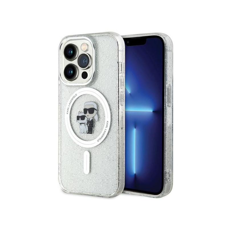 Kryt Karl Lagerfeld KARL&CHOUPETTE Glitter pro iPhone 15 Pro - transparent