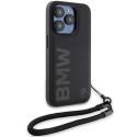 BMW kožené pouzdro Signature Leather Wordmark Cord pro iPhone 15 Pro Max – černé
