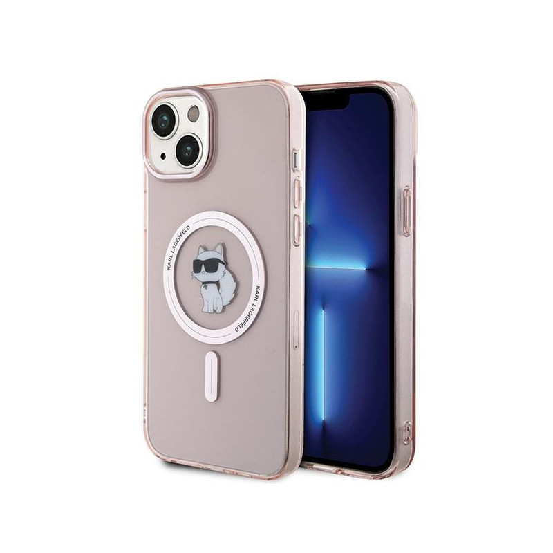 Kryt Karl Lagerfeld IML Choupette MagSafe pro iPhone 15 Plus - růžová