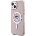 Kryt Karl Lagerfeld IML Choupette MagSafe iPhone 15 Plus – růžová