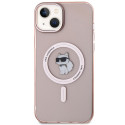 Kryt Karl Lagerfeld IML Choupette MagSafe iPhone 15 Plus – růžová
