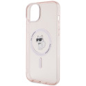 Kryt Karl Lagerfeld IML Choupette MagSafe iPhone 15 Plus – růžová