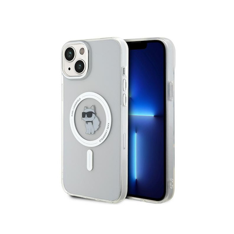 Kryt Karl Lagerfeld IML Choupette MagSafe pro iPhone 15 Plus - transparentní