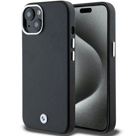 BMW pouzdro Signature Wrapped Metal MagSafe pro iPhone 14/15/13 – černé