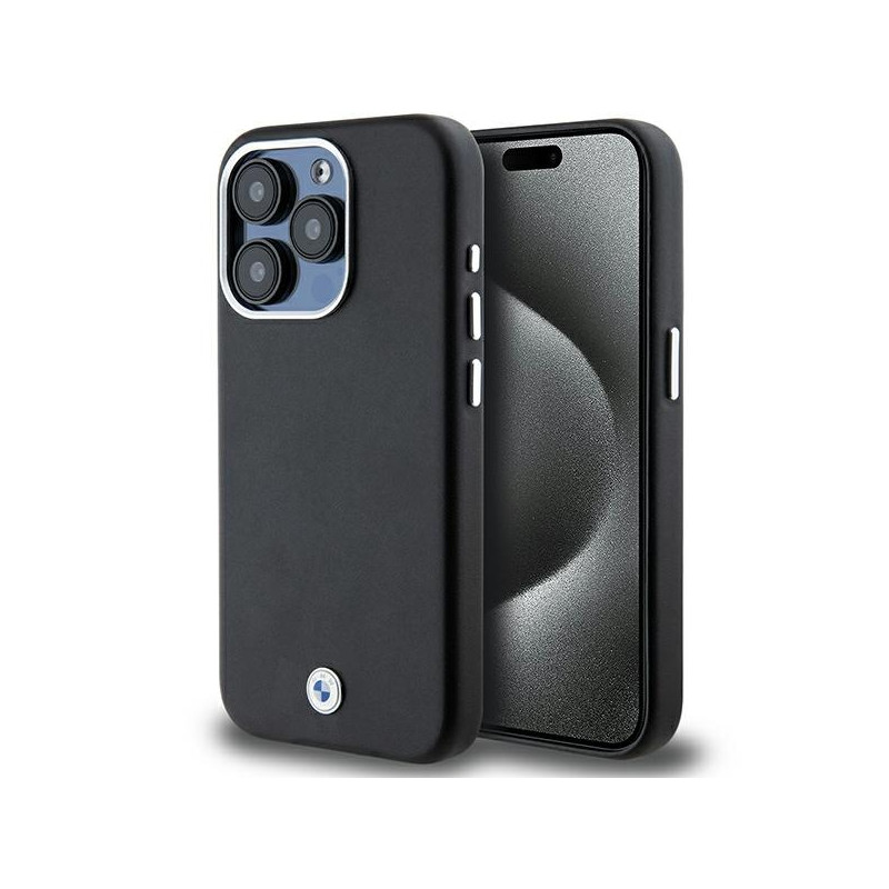 BMW pouzdro Signature Wrapped Metal MagSafe pro iPhone 15 Pro – černé