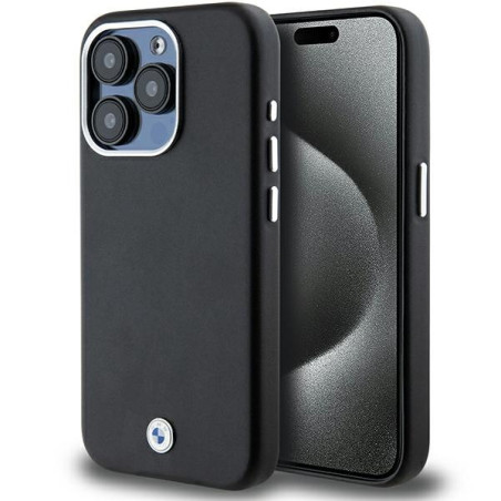 BMW pouzdro Signature Wrapped Metal MagSafe pro iPhone 15 Pro – černé