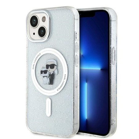 Kryt Karl&Choupette Glitter MagSafe iPhone 15 Plus – transparent