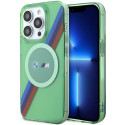 BMW pouzdro M Tricolor Stripes MagSafe pro iPhone 15 Pro – zelené