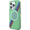 BMW pouzdro M Tricolor Stripes MagSafe pro iPhone 15 Pro – zelené