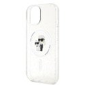 Kryt Karl&Choupette Glitter MagSafe iPhone 15 Plus – transparent