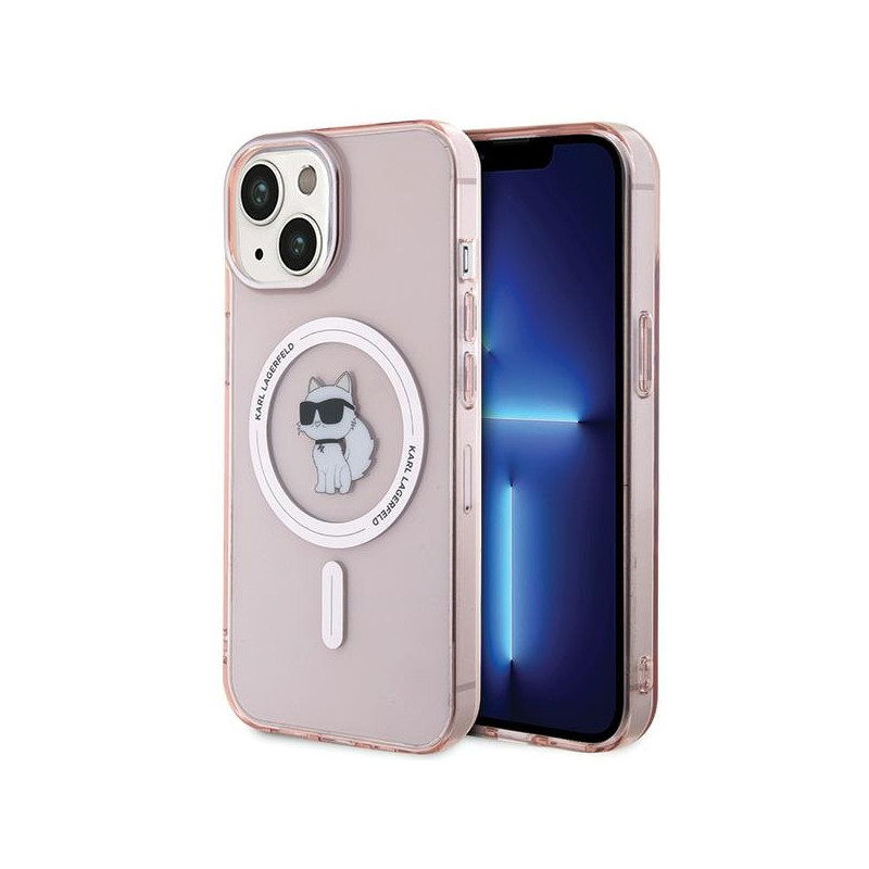 Kryt Karl Lagerfeld IML Choupette pro iPhone 15 - růžový