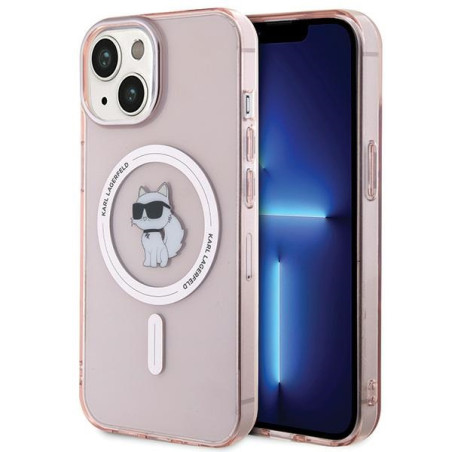 Kryt Karl Lagerfeld IML Choupette pro iPhone 15 - růžový