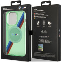 BMW pouzdro M Tricolor Stripes MagSafe pro iPhone 15 Pro – zelené