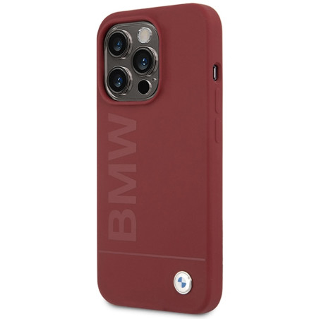 BMW silikonové pouzdro Silicone Big Logo MagSafe pro iPhone 15 Pro – červené
