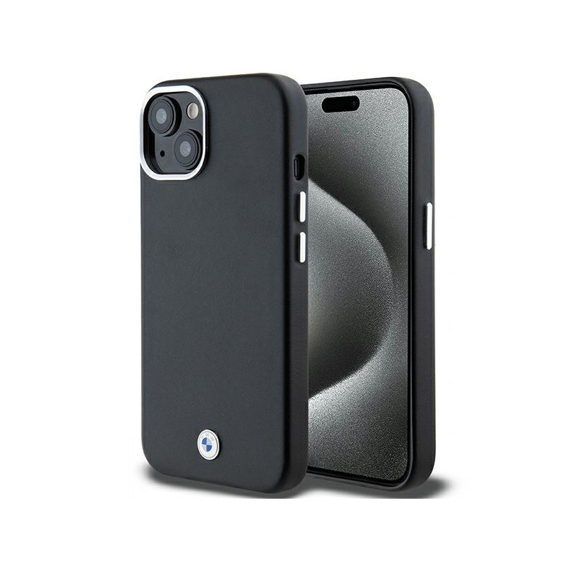BMW pouzdro Signature Wrapped Metal MagSafe pro iPhone 15/14/13 – černé