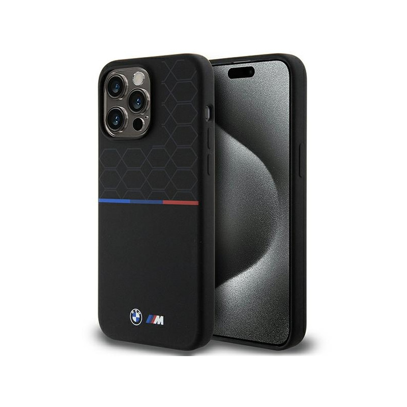 BMW pouzdro M Silicone Pattern MagSafe pro iPhone 15 Pro Max – černé