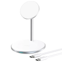 CHOETECH T581-F MagLeap Duo 2v1 MagSafe nabíjecí stojánek pro iPhone a AirPods, 15W, stříbrný