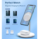 CHOETECH T581-F MagLeap Duo 2v1 MagSafe nabíjecí stojánek pro iPhone a AirPods, 15W, stříbrný