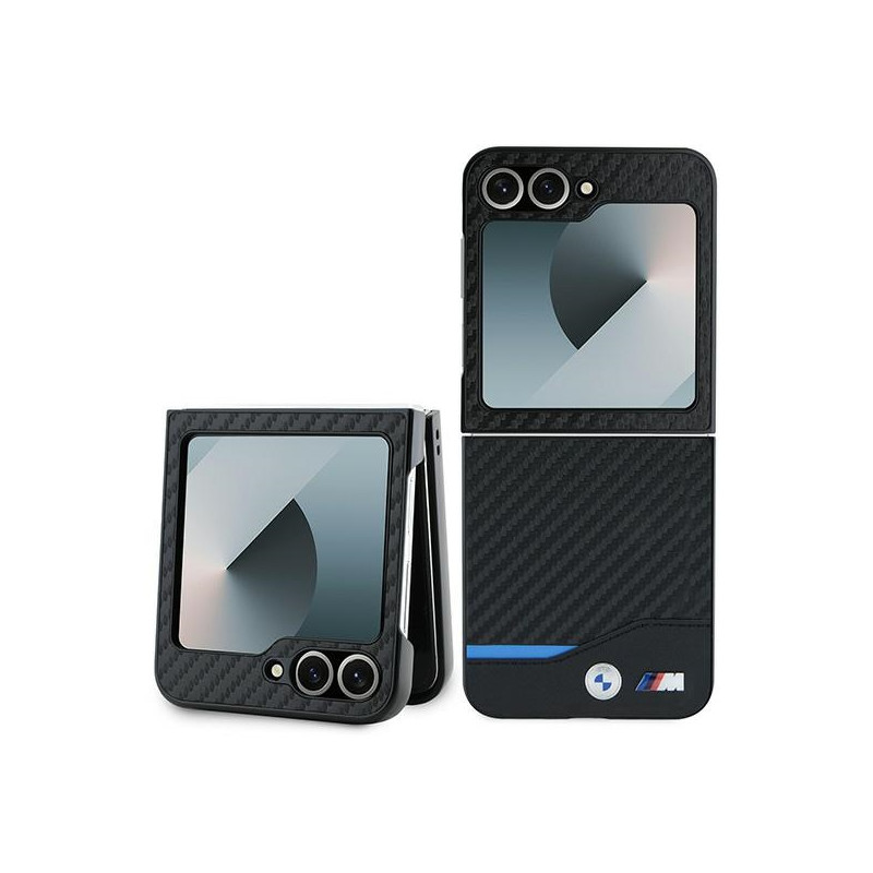 BMW pouzdro Carbon Blue Line pro Samsung Galaxy Z Flip 6 – černé