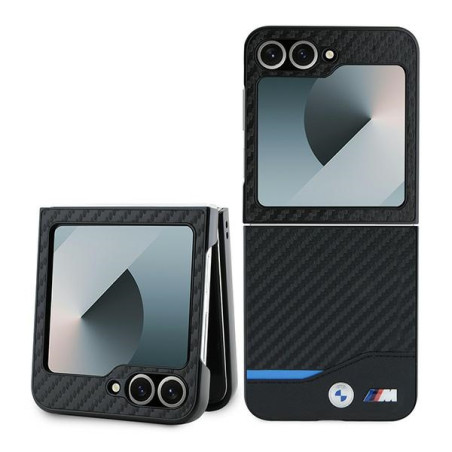 BMW pouzdro Carbon Blue Line pro Samsung Galaxy Z Flip 6 – černé