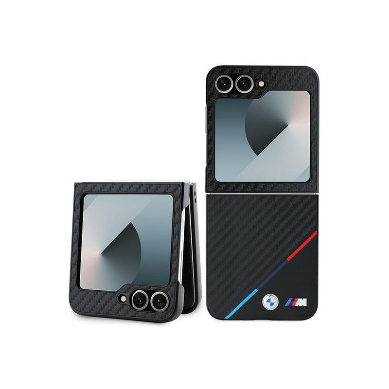 BMW pouzdro Carbon Tricolor pro Samsung Galaxy Z Flip 6 – černé
