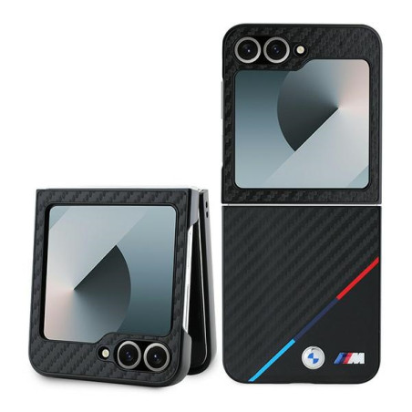 BMW pouzdro Carbon Tricolor pro Samsung Galaxy Z Flip 6 – černé