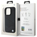 BMW Signature Leather Crossing Lines Pattern kryt pro iPhone 16 Pro – černý