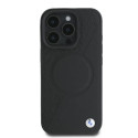 BMW pouzdro Signature Leather Half Textured & Circle MagSafe pro iPhone 16 Pro – černé