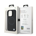 BMW pouzdro Signature Leather Half Textured & Circle MagSafe pro iPhone 16 Pro – černé