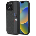 Pouzdro BMW M Perforated Tricolor Detail Line pro iPhone 16 Pro - tmavě šedé
