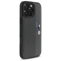 Pouzdro BMW M Perforated Tricolor Detail Line pro iPhone 16 Pro - tmavě šedé