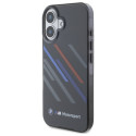 Pouzdro BMW Motosport IML Random Stripes pro iPhone 16 Plus - černé