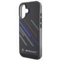 Pouzdro BMW Motosport IML Random Stripes pro iPhone 16 Plus - černé