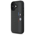 Pouzdro BMW M Perforated Tricolor Detail Line pro iPhone 16 - tmavě šedé
