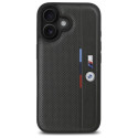 Pouzdro BMW M Perforated Tricolor Detail Line pro iPhone 16 - tmavě šedé