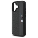 Pouzdro BMW M Perforated Tricolor Detail Line pro iPhone 16 - tmavě šedé