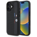 Pouzdro BMW M Perforated Tricolor Detail Line pro iPhone 16 - černé