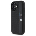 Pouzdro BMW M Perforated Tricolor Detail Line pro iPhone 16 - černé
